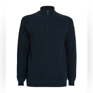 Belstaff Men’s The Tide Quarter Zip Knitwear Pullover Sweater Navy XXL Slim